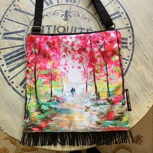 Vibrant Pink and Green Artistic Shoulder Bag